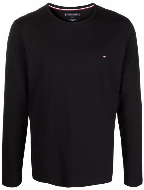 Tommy Hilfiger logo-embroidered long-sleeve T-shirt