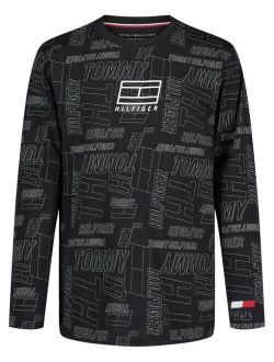 Big Boys Tommy Sports Long Sleeve Linear All Over Print T-shirt