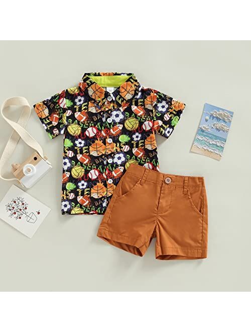 Ciycuit Toddler Baby Boys Summer Print Shirt Outfits Clothes Short Sleeve Button Down Tops + Shorts Set