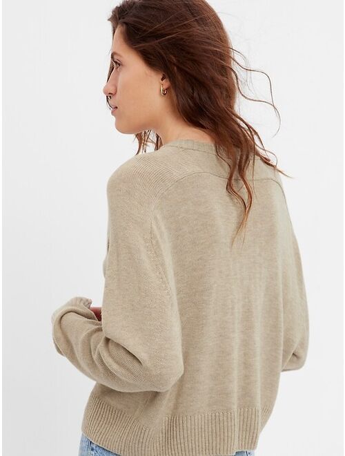 Gap Wool-Blend Cropped Crewneck Sweater