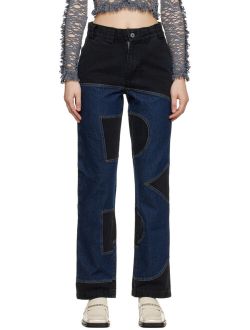 BARRAGAN SSENSE Exclusive Blue & Black B-Bottom Panel Jeans