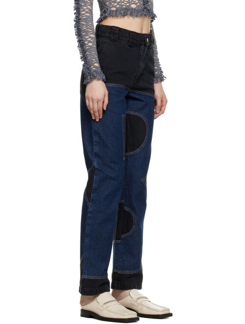 BARRAGAN SSENSE Exclusive Blue & Black B-Bottom Panel Jeans