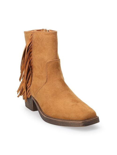 SO Women's Old Fashion Fringe Western Ankle Boots