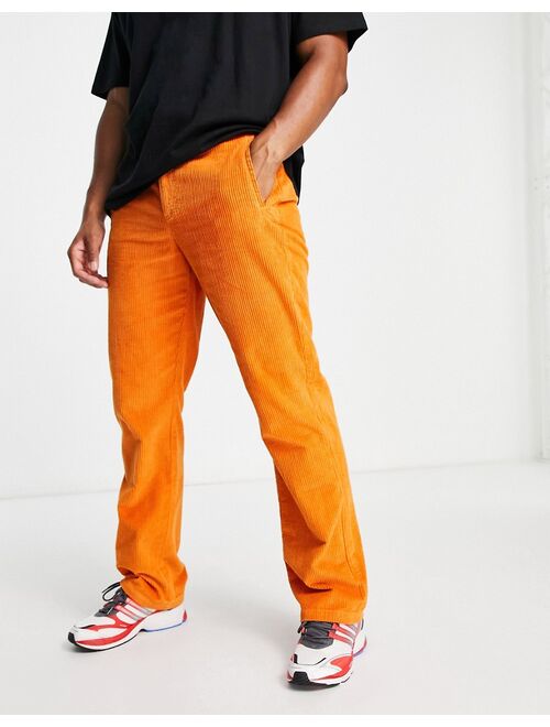 Topman relaxed cord pants in orange