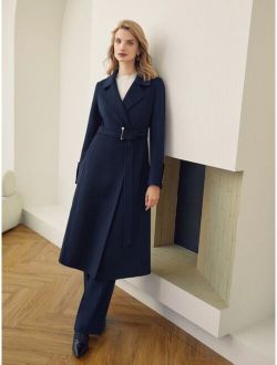 Premium Wool-mix Pearl Buckle Belted Overcoat