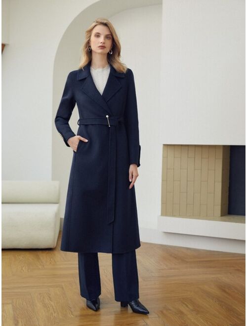 MOTF Premium Wool-mix Pearl Buckle Belted Overcoat