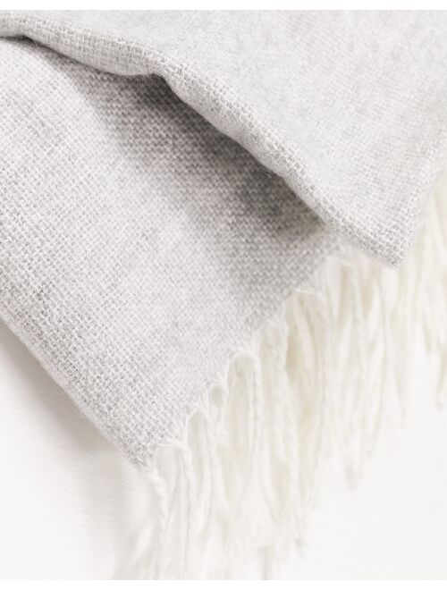 ASOS DESIGN two tone supersoft scarf with tassels in ice gray