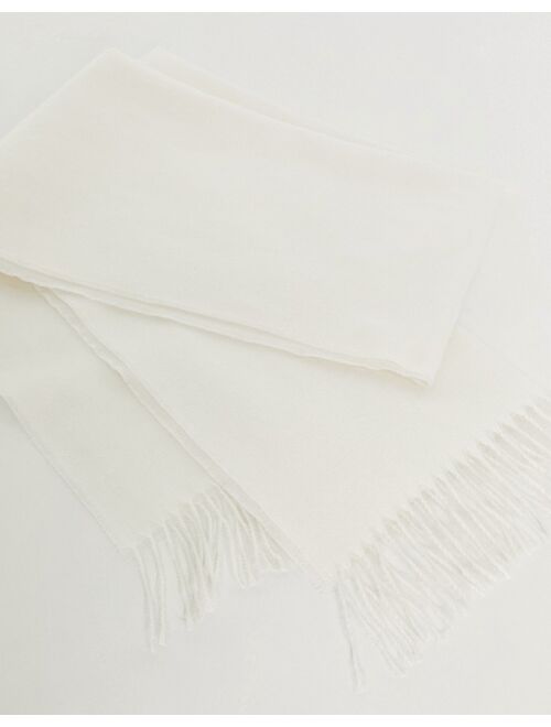 ASOS DESIGN supersoft scarf with tassels in winter white