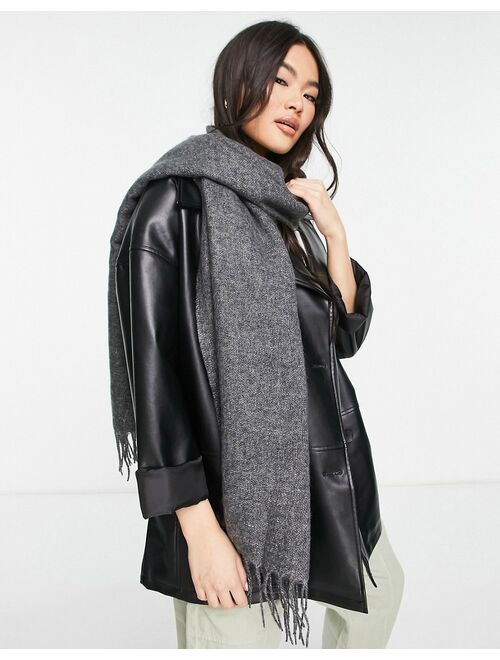 ASOS DESIGN supersoft scarf with tassels in charcoal gray