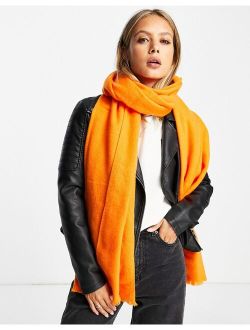 raw edge scarf in bright orange