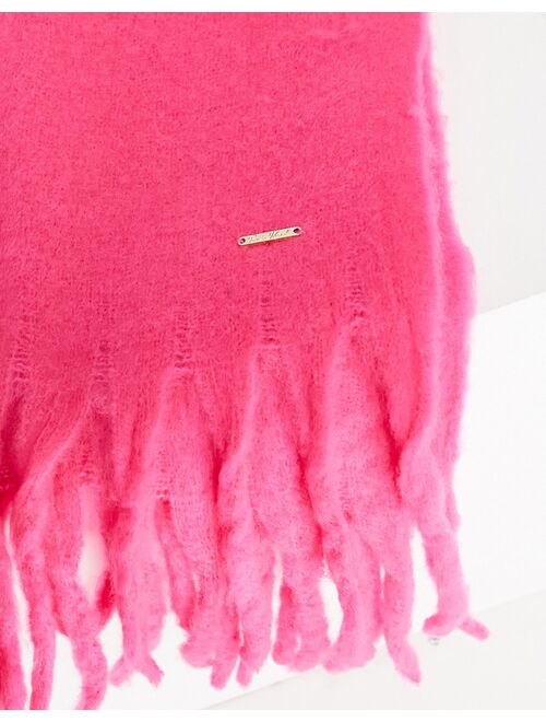 River Island heavyweight tasseled scarf in deep pink