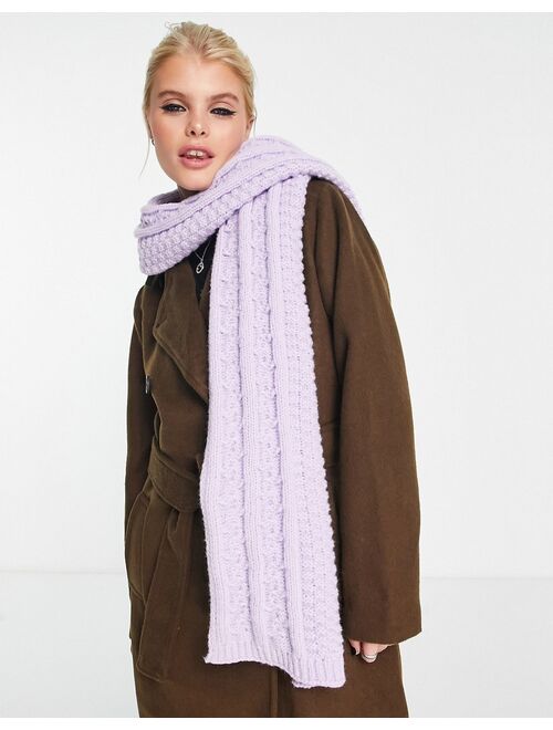 Topshop mixed knit scarf in lilac
