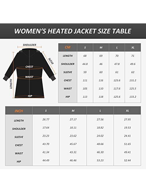 IHeat Women's Heated Jacket, Winter Jacket Slim Fit Heated Coat with 14400 mAh Battery Pack Black
