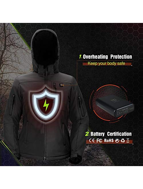 TIDEWE Heated Jacket for Women with Battery Pack (Black, Pink, Camo, Size S-XXL)