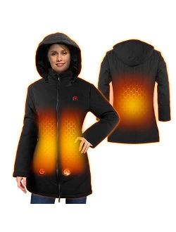 Wulcea Women's Graphene Heated Jacket, Super Aerogel lining Lock Heat, Large Capacity Battery 16000mAh