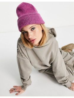 Selected Femme knit beanie hat in pink