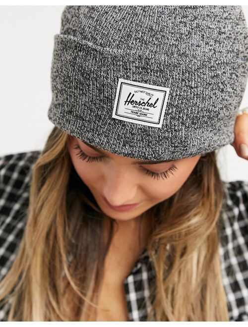 Herschel Supply Co Elmer classic logo beanie in black and gray speckle