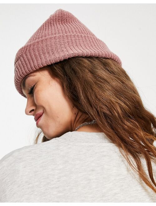 Reclaimed Vintage logo beanie in mauve pink