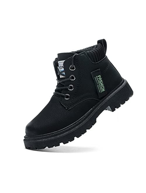DVTENI Unisex-Child Ankle Boots Boys Girls High Top Lace-Up Zipper Waterproof Boots Outdoor Comfortable Work Boots(Toddler/Little Kid/Big Kid)