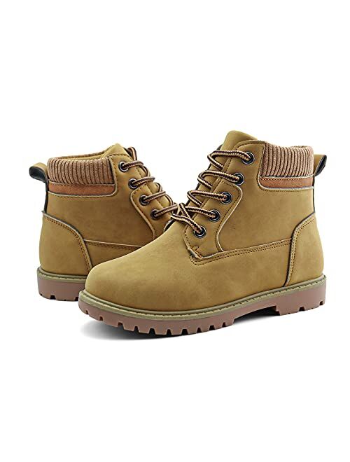 JABASIC Kids Ankle Boots Boys Girls Lace-Up Outdoor Comfort Work Boots