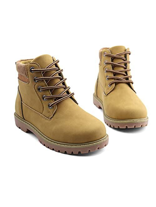 JABASIC Kids Ankle Boots Boys Girls Lace-Up Outdoor Comfort Work Boots