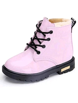 Daclay Kids Boots Children Boys and Girls Candy-Colored Waterproof and Velvet Boots