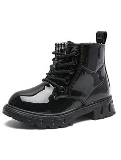 kkdom Boys Girls Waterproof Lace Up Side Zipper Ankle Combat Boots(Toddler/Little Kid/Big Kid)