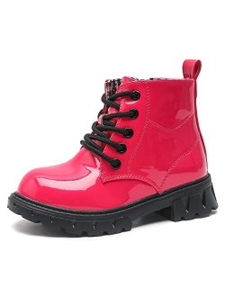 kkdom Boys Girls Waterproof Lace Up Side Zipper Ankle Combat Boots(Toddler/Little Kid/Big Kid)