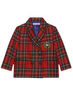 Kids double-breasted tartan jacket