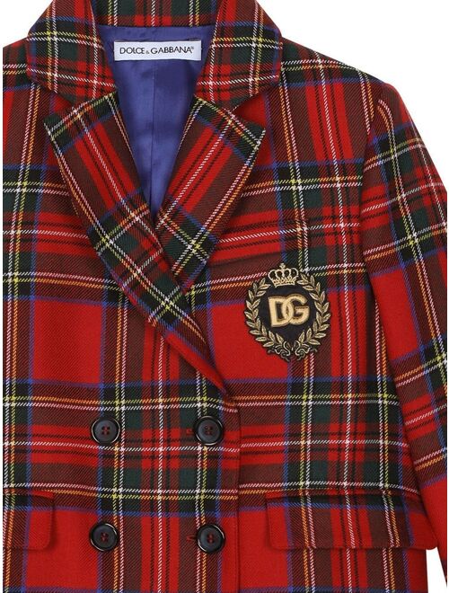 Dolce & Gabbana Kids double-breasted tartan jacket