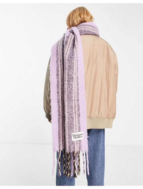 Damson Madder oversized blanket scarf in lilac stripe