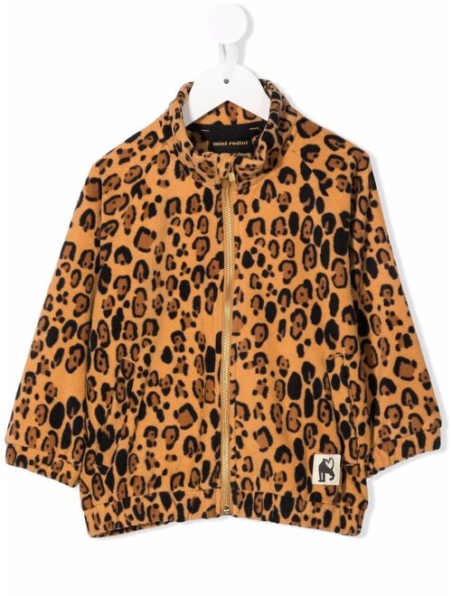 Mini Rodini leopard-print fleece jacket