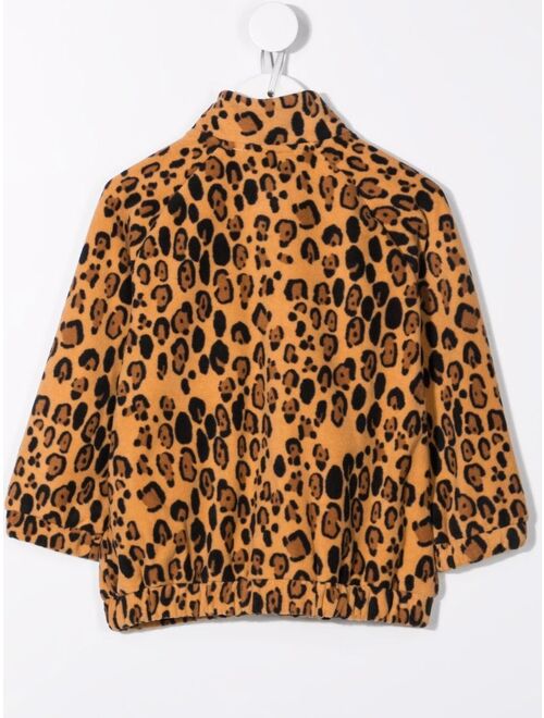 Mini Rodini leopard-print fleece jacket