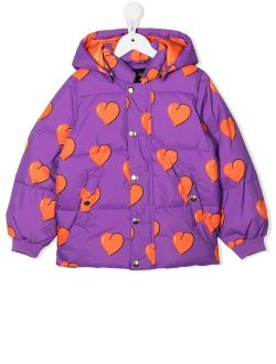 all-over heart-print hooded jacket