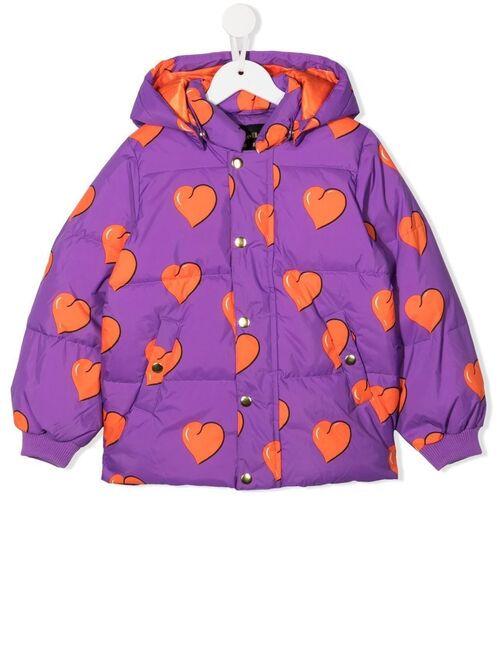 Mini Rodini all-over heart-print hooded jacket