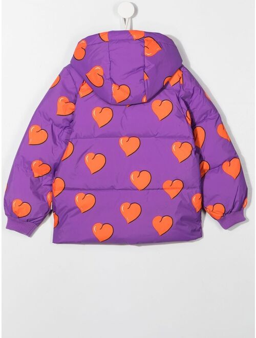 Mini Rodini all-over heart-print hooded jacket