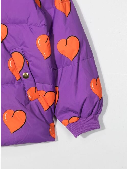 Mini Rodini all-over heart-print hooded jacket