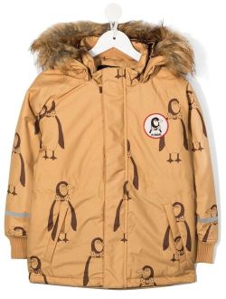 penguin-print padded jacket