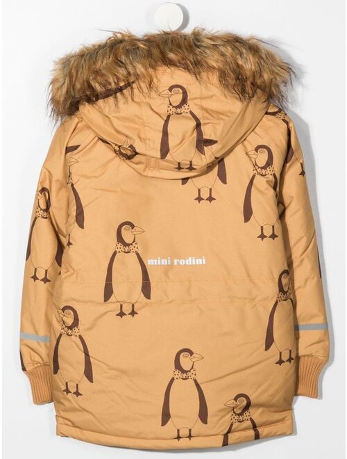 Mini Rodini penguin-print padded jacket