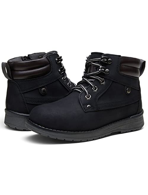 Vepose Boy's Girl's Hiking Combat Ankle Boots for Little Kids/Big Kids/Toddler with Side Zipper Child's Work Boots Waterproof