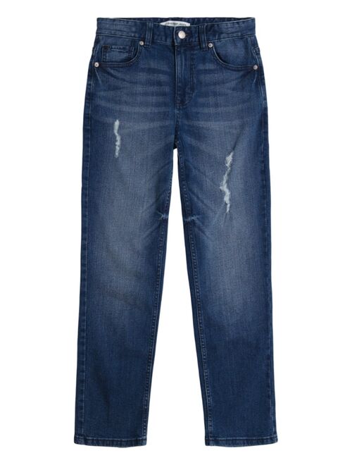 Calvin Klein Big Boys Slim Straight Distress Denim Jeans