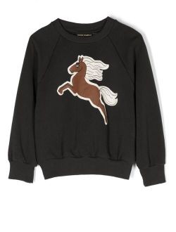 Horse-print crew-neck sweatshirt