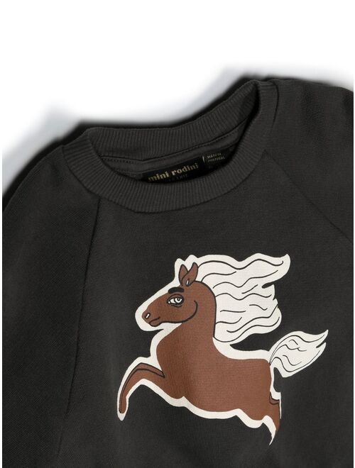 Mini Rodini Horse-print crew-neck sweatshirt