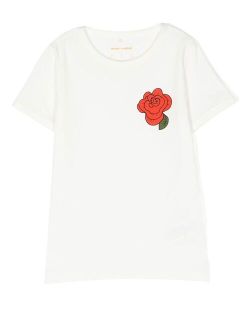 rose-print short-sleeved T-shirt