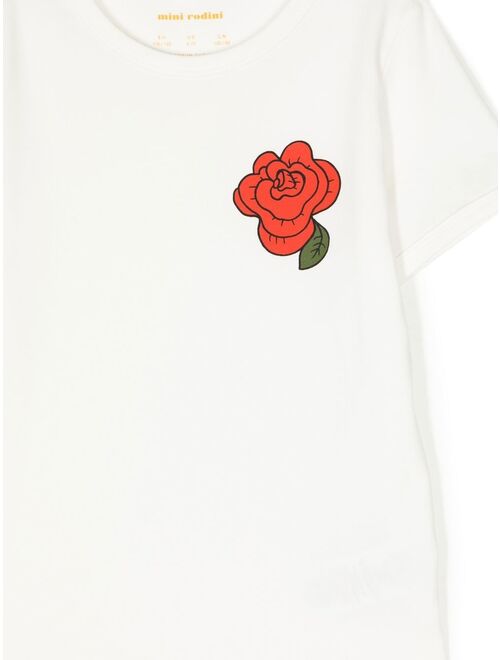Mini Rodini rose-print short-sleeved T-shirt