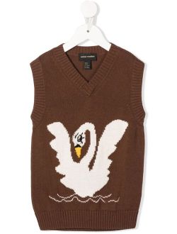 Swan-detail knit vest