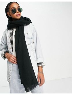 wool mix lightweight scarf in black