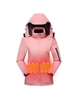 Taulene Women Heated Jacket Heated Winter Coat with Detachable Hood and Waterproof& Windproof