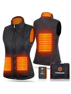 nomakk Women's Heated Vest with 3 Heating Levels, 4 Heating Zones,Neck Heating Jacket Washable with 15000mAh Battery Power
