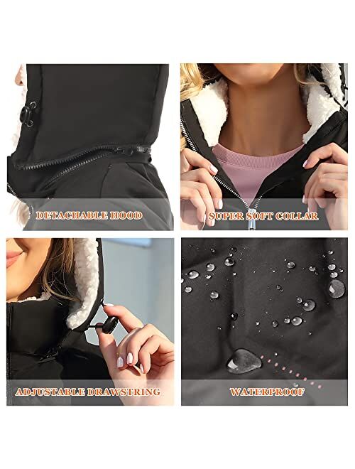 Sukeer Women's Heated Jacket, Heated Coat with Battery Pack and Detachable Hood